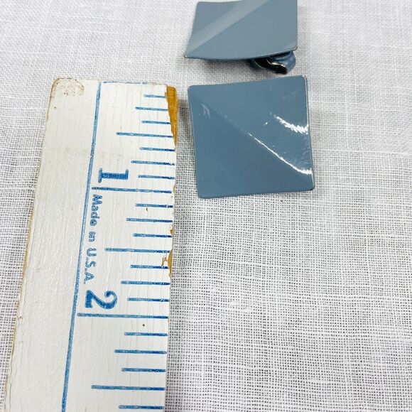 Vintage 80s Earrings Set Clip On Earrings Yellow Gray Red Modern Chunky 80s VTG - Picture 5 of 8